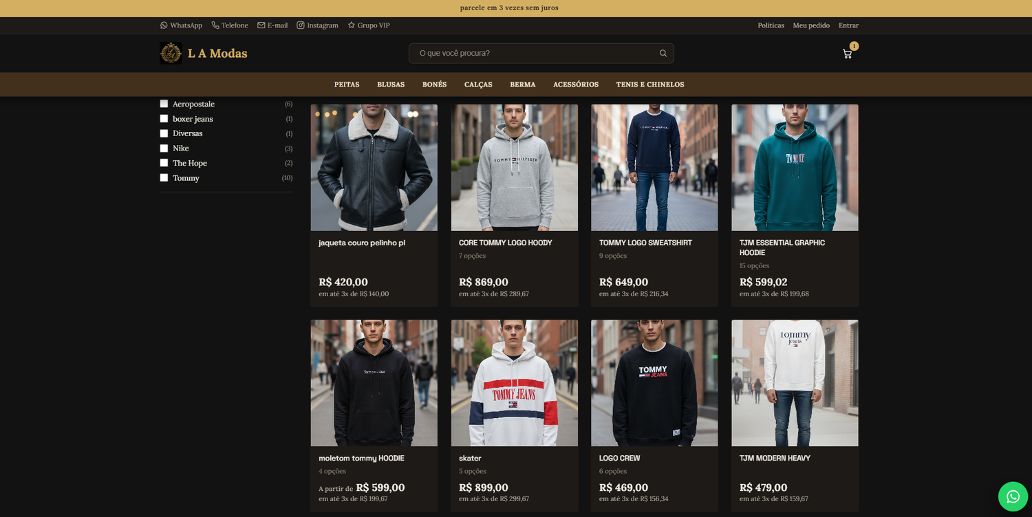 Loja online do Kanoo Store: vitrine de produtos gerada a partir do mesmo catálogo do PDV